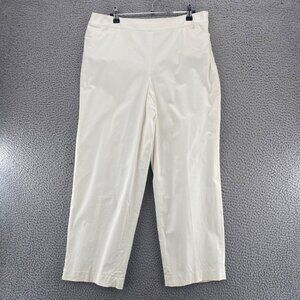 Talbots Pants Womens 12 Ivory Stretch Cotton Stretch Pockets Cropped Office Work